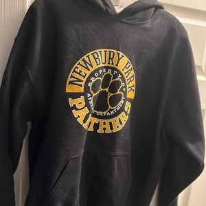 Black hoodie with yellow logo